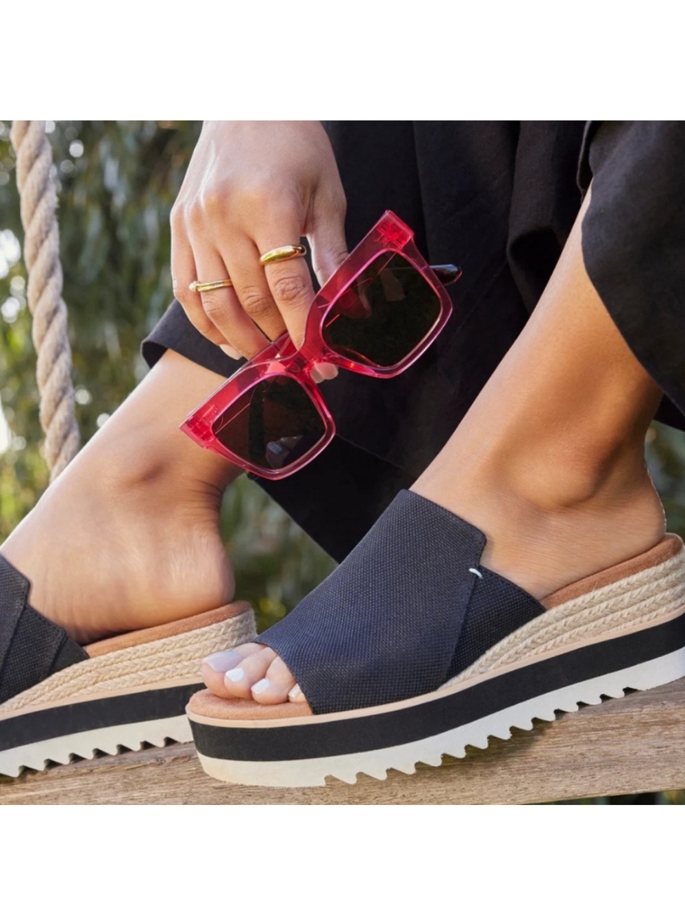 NEW! TOMS Diana Platform Wedge Slide size 8.5 New Without Box (Never Worn)
